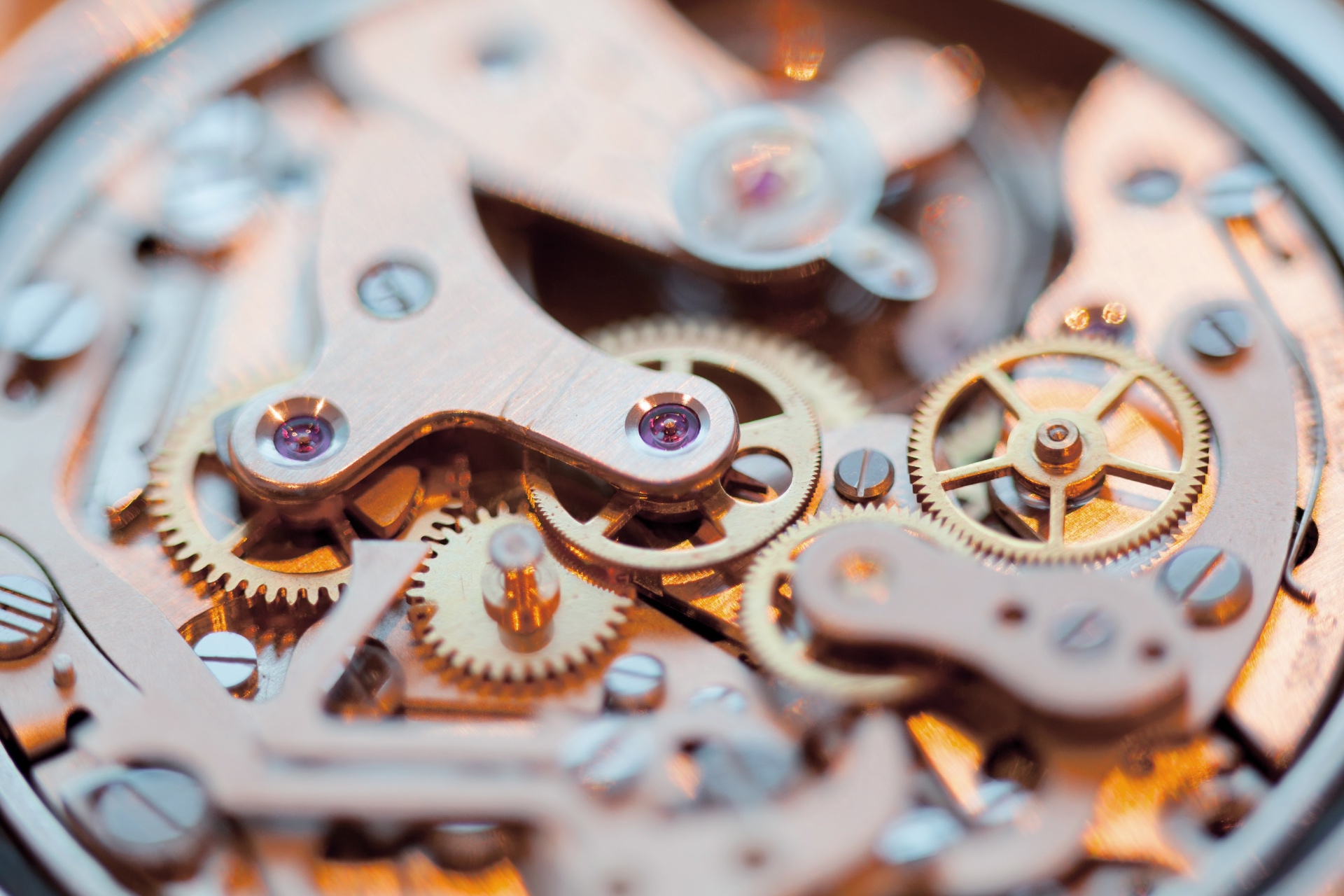 Detailed clock mechanism with gears